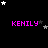 Pixelated animation of pink text 'KENILY' with shifting star patterns on black background, stars alternate between white and gray in three