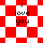 Red and white checkered background with 'i love you' text in black pixelated font, transitioning to red diamond pattern with same text.