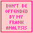 A 2x2 contact sheet of four pixel art frames with pink and black backgrounds displaying text about 'Frank Analysis' and 'Personality Dialysis', including a heart symbol in one frame.