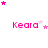 Pixelated pink text 'Keara' with varying star arrangements above and around it on a white background.