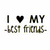 A static digital image displays multiple text-based icons with names in various colors and styles, surrounded by small heart shapes on a white background.