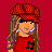 Pixel art contact sheet showing three frames of an animated icon with a red background, featuring a cartoon character and text about men and roses.