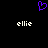 Purple pixelated heart symbol above two white 'ellie' text labels on black background.