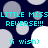 Pixelated cyan text on dark blue background with gray and white circles, repeating 'LITTLE MISS REVERSE!!!' and '(i wish)' in two