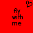 Red background with black pixelated text 'fly with me' in two and a pixelated heart above center