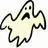 A pixelated ghost icon with a black outline and light yellow fill, next to the text "BOO!" in bold black letters on a white background.