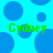 A static digital image with a bright cyan background featuring scattered blue circles and two instances of the name "Cydney" in green pixelated text.