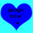 Two identical blue heart shapes on a light blue background, each containing black pixelated text reading "jaclyn love u".