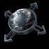 Animated sequence of Earth globe icons with metallic arrow rings, showing rotation and cloud coverage changes against black background.