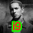A grayscale pixelated portrait of a man with short hair and a beard, overlaid with a bright green square containing red text 'i9'.