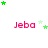 four and four displays the word "Jeba" in pink text with green stars scattered around each instance, some stars animated to move across frames