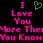 Pixelated text and a heart symbol on black background, with pink letters spelling 'I Love You More Than You Know' in two mirrored