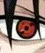 Animated sequence of stylized anime eyes with swirling red pupils, black eyelashes, and white sclera against a light background.