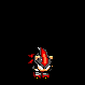 Pixelated character with red and black color scheme, multiple poses showing movement from standing to running stance.