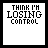 25 pixelated text-based icons displaying variations of 'I THINK I'M LOSING CONTROL' with partial letter changes and small symbols at the bottom