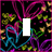 Animated icon with shifting white text over a black background with purple, blue, and green abstract lines.
