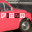 A red car with a white roof is shown in ; the word "FIONA" appears below it, alternating between black and white lettering