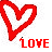heart-shaped icons in red, blue, green, yellow, and purple with 'LOVE' text below each icon on a white background