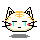 A 4-frame pixel art animation of a cat-like mascot with tears, displayed in a contact sheet layout on gray background.