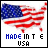 four pixelated American flag icons with text variations, each displaying 'MADE IN' followed by partial letters and 'USA' below