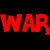 Red pixelated text on black background reads 'WAR whatgood is it for? say absolutelynothing! it again!' with no visible motion.
