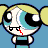 Pixelated cartoon character with large eyes, yellow pigtails, and a red mouth tear on blue background.