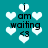 Teal background with white heart shapes and black text reading "i am waiting <3" arranged in a pattern