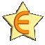 A 3D star-shaped icon with an orange Euro symbol, rotating through multiple angles against a gray background.