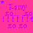 A bright pink background features repeated purple text and symbols arranged in a pattern with animated star changes