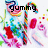 Animated icon with colorful candy cane and lollipop shapes, text changes from 'gummy in my' to 'TOMMY=)' across frames.