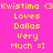 Pixelated text reads "Kwistima <3 Loves Dallas Very Much =]" on four distinct background colors in a