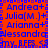 A static image of a red background with blue text listing names and phrases in repeating patterns.