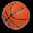 Pixelated orange basketball with black lines on left, white text 'Basket Ball is My favorite sport!' on right against black background.
