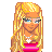 Animated contact sheet of a pixel-art fashion doll with blonde hair, blue eyes, and pink shoes across multiple frames showing slight pose variations and brand name text on a pink background.