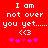 Red background with white pixelated text reading "I am not over you yet....." and a heart symbol, followed by pink asterisks.