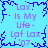 Pixelated blue background with purple text and border, displaying repeated phrases 'Lax Is My Life - Lof Lax '07' in four quadrants.