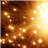 A static pixelated image with a gradient background transitioning from dark brown on the left to bright yellow on the right, scattered with multiple white square pixels of varying brightness.
