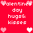 Red background with pixelated white and pink heart icons, repeated text reading 'valentines day hugs& kisses', arranged in a pattern