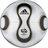 A circular silver icon with black hourglass-shaped patterns and small cloud symbols, displayed on a white background next to yellow text reading "Commack Crusaders" and "Lauren #21".