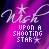 A 49x49 pixel animated contact sheet showing eight frames of a buddy icon with purple and pink gradient background, white cursive text 'Wish', blocky text 'UPON A SHOOTING STAR', and star animations.