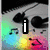 A four- of pixelated text and abstract backgrounds with 'i love music!' text overlay