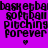 Purple background with repeated text 'basketball softball pitching forever' and small heart symbols, showing two distinct animation states.