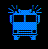 Blue pixelated bus with black windows and headlights, featuring spiky blue-green antennae-like protrusions on top against a solid black background.