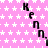 Pink background with white star pattern and repeated black text 'Kenny' in a stylized font, partially obscured by gray rectangle.