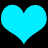 Two cyan hearts side-by-side on black background, no visible animation changes.
