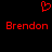 Red pixelated heart symbol above two instances of the name 'Brendon' in red pixelated text on a black background.