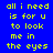 Blue background with yellow pixelated text reading 'all i need is for u to look me in the eyes' arranged in a , some sections highlighted in light blue