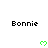 Pixelated text "Bonnie" appears above green heart icons in a with partial gray overlay on the bottom-right