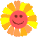 pixelated icons featuring red circular faces with yellow-orange petals, some smiling and some frowning, alongside solid hearts on a gray background