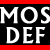 A split-screen animated contact sheet showing two distinct text-based designs: left side with bold white "MOS DEF" on black background, right side with green cursive "Original Icons .com" on dark green background.